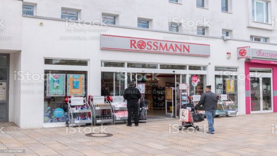 Wolfsburg, Germany - June 8, 2019: Entrance to Rossmann. Dirk Rossmann GmbH is Germany's second-largest drug store chain in Europe.