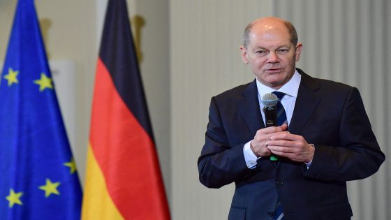 The outgoing Finance Minister and new German Chancellor Minister Olaf Scholz delivers a speech during the handing-over ceremony with his successor (unseen) in the German Federal Ministry of Finances in Berlin, on December 9, 2021. (Photo by Tobias SCHWARZ / POOL / AFP) (Photo by TOBIAS SCHWARZ/POOL/AFP via Getty Images)